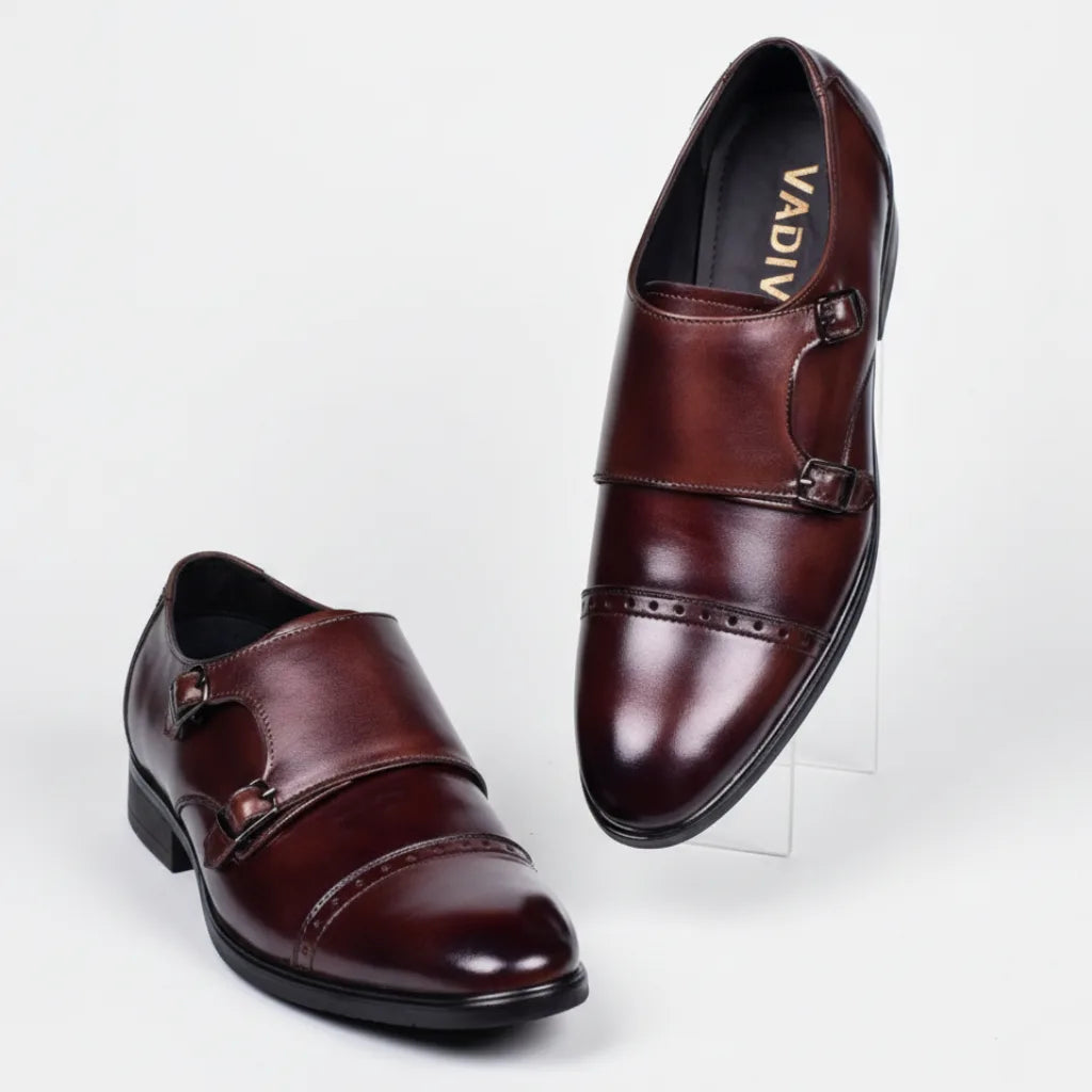 Monk Strap Brown Shoes Dots