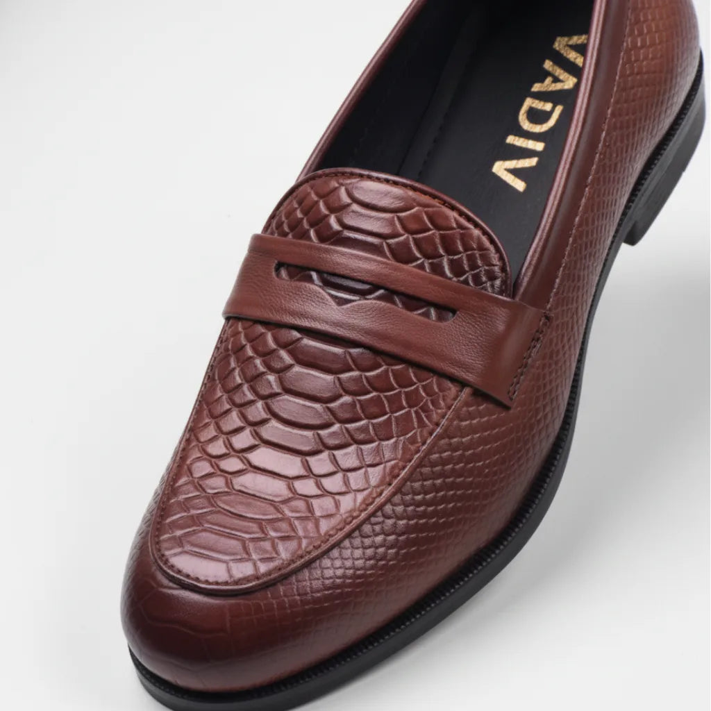 Brown crocodile Loafers