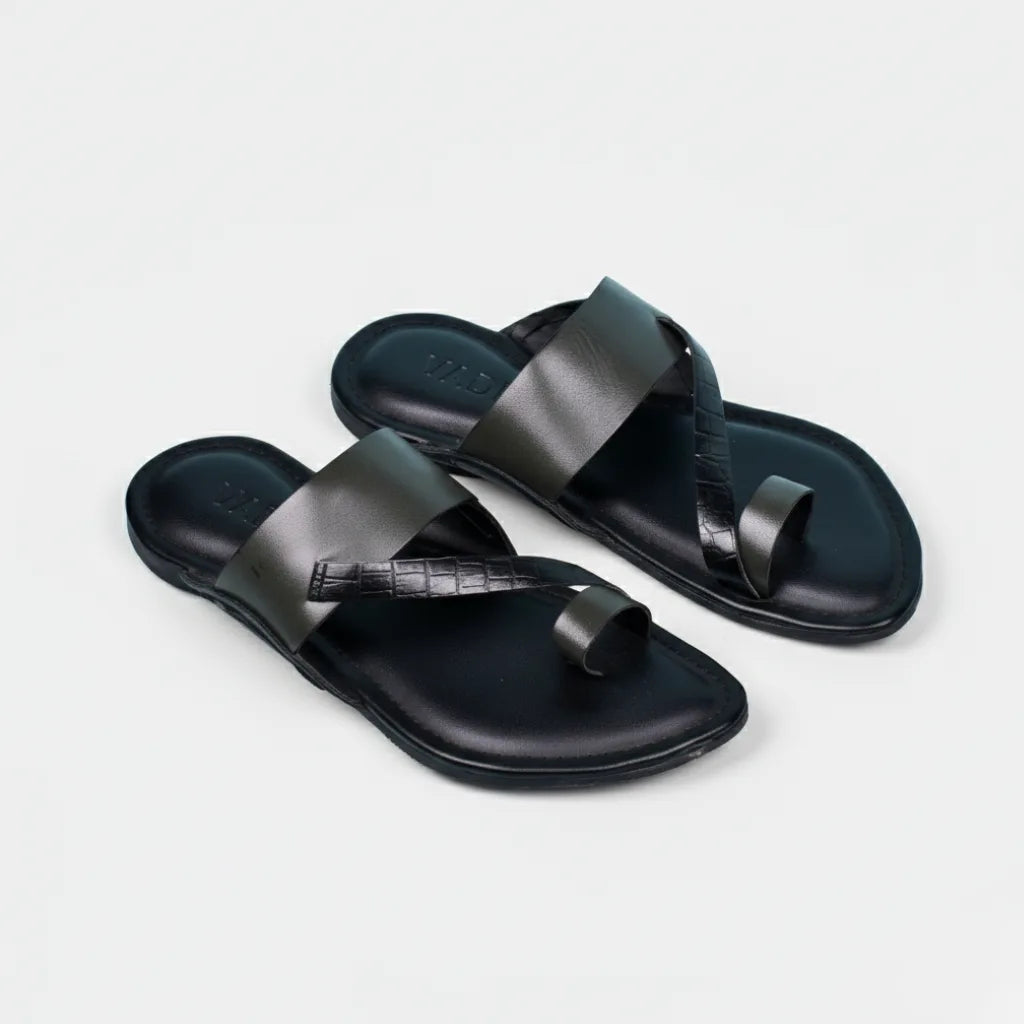 Cross Line Black – Men’s Slip-On Chappal