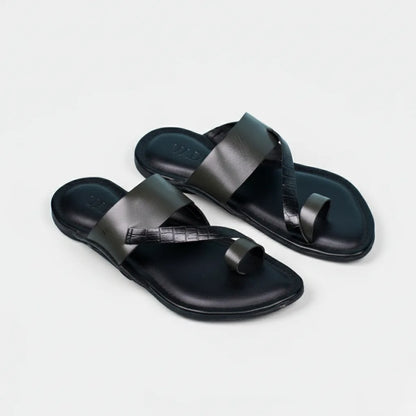 Cross Line Black – Men’s Slip-On Chappal