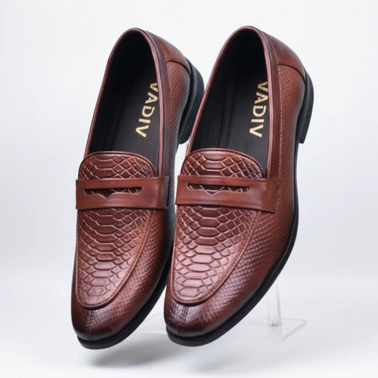 Brown crocodile Loafers