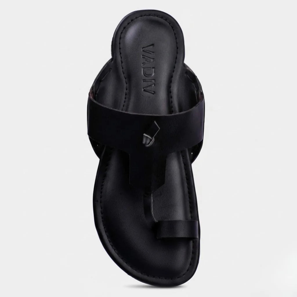 MetroStep Black– Men’s Casual Slip-On Chappal