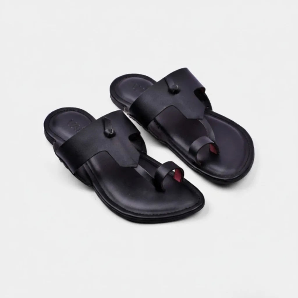 MetroStep Black– Men’s Casual Slip-On Chappal