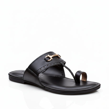 Urban Buckle Black – Men’s Slip-On Chappal