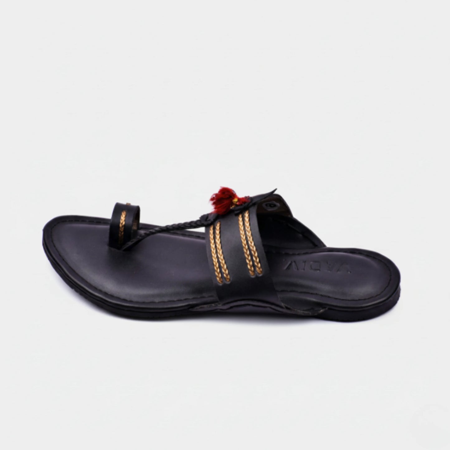 Gold Line Black - Men’s Slip-On Chappal