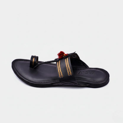 Gold Line Black - Men’s Slip-On Chappal
