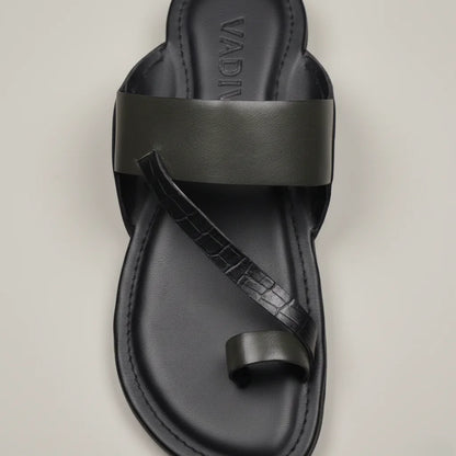 Cross Line Black – Men’s Slip-On Chappal