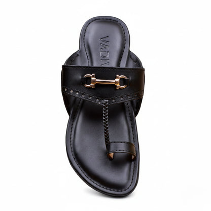 Urban Buckle Black – Men’s Slip-On Chappal