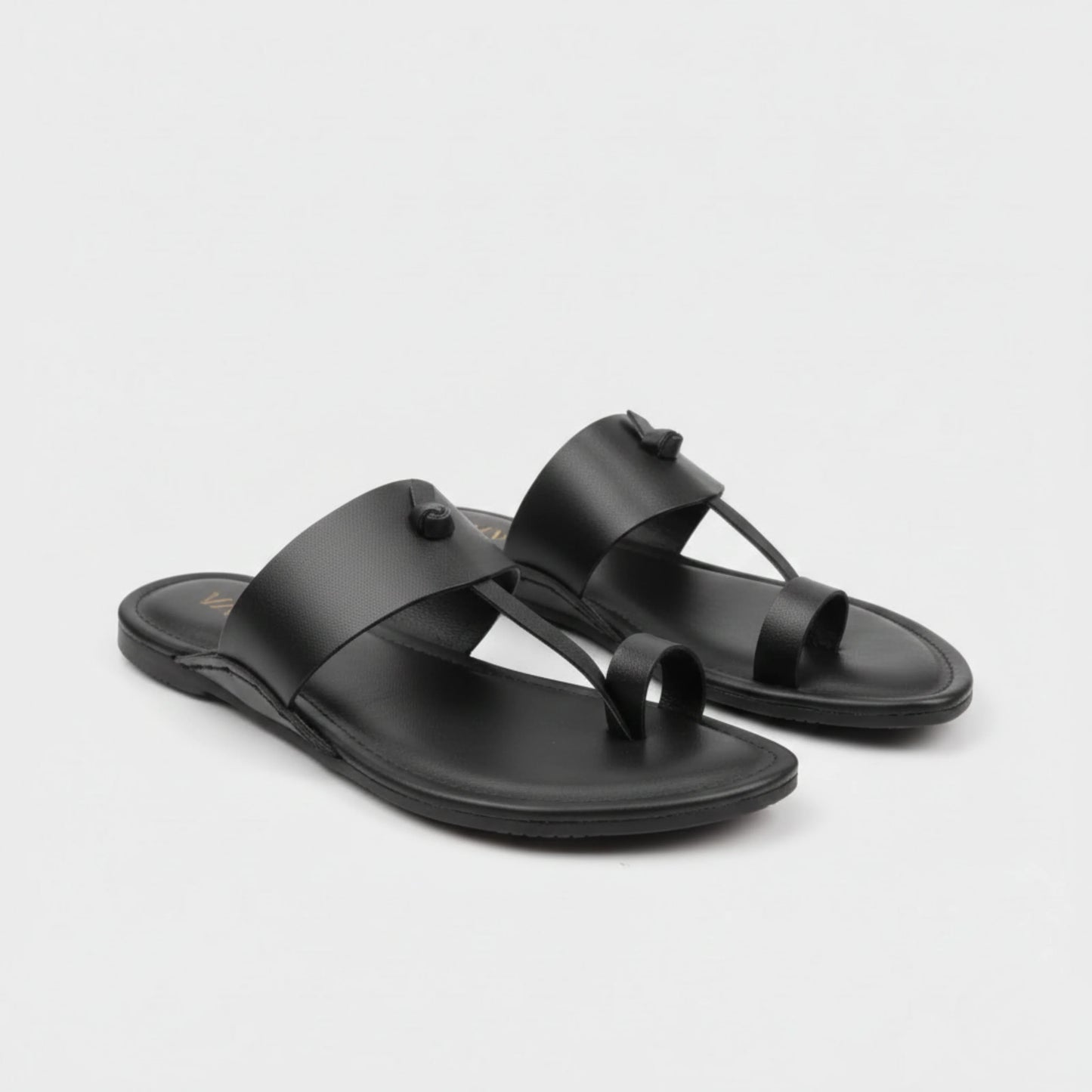Black Kolhapuri Chappal – Men’s Traditional Slip-On