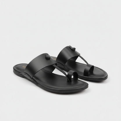 Black Kolhapuri Chappal – Men’s Traditional Slip-On