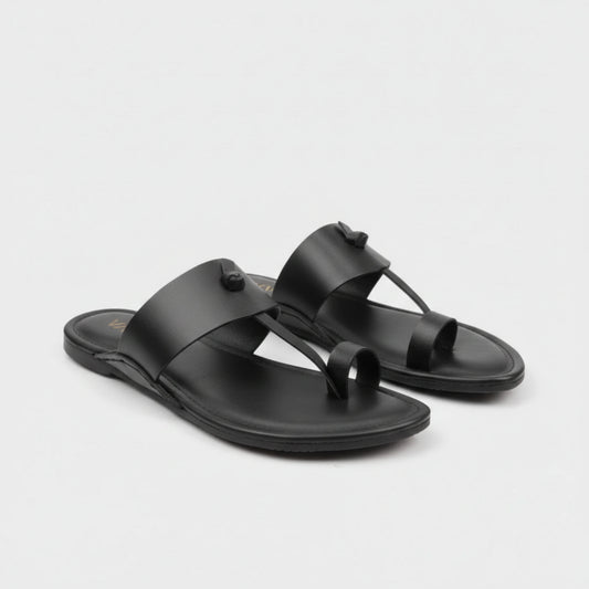 Black Kolhapuri Chappal – Men’s Traditional Slip-On