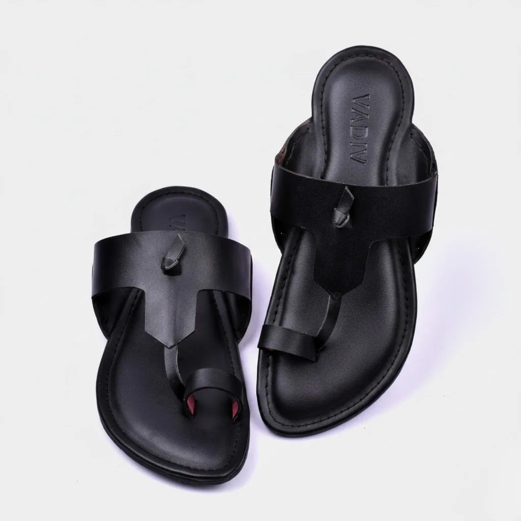 MetroStep Black– Men’s Casual Slip-On Chappal